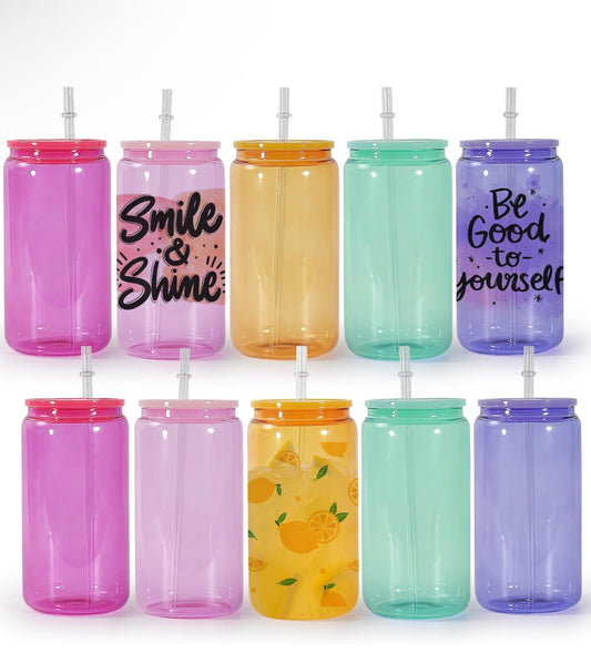 16oz glass colored cups